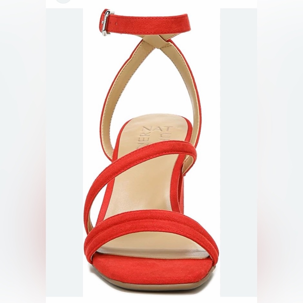 Naturalizer Rizzo Red Suede Strappy Ankle‑Buckle Heel size 8